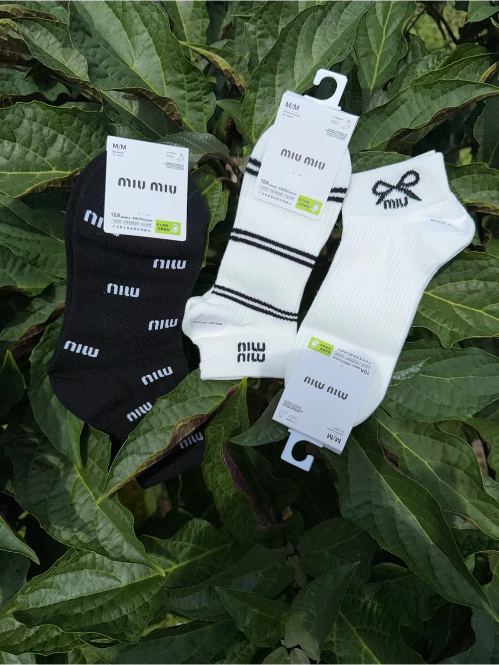 MIU MIU Black & White Pack of 3 Ribbed Casual Socks